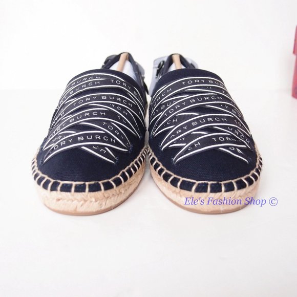 NIB Tory Burch Ribbon Woven Espadrille Flat NAVY US 7 7.5 8 8.5 9 AUTHENTTIC - Picture 8 of 16